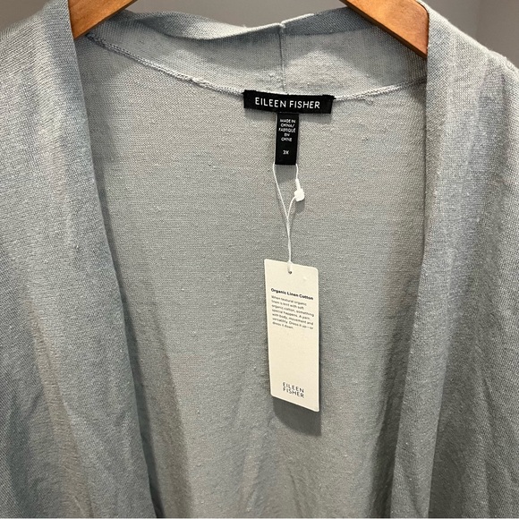 NWT Eileen Fisher Longline Open Front Organic Linen & Cotton Cardigan - Picture 2 of 6
